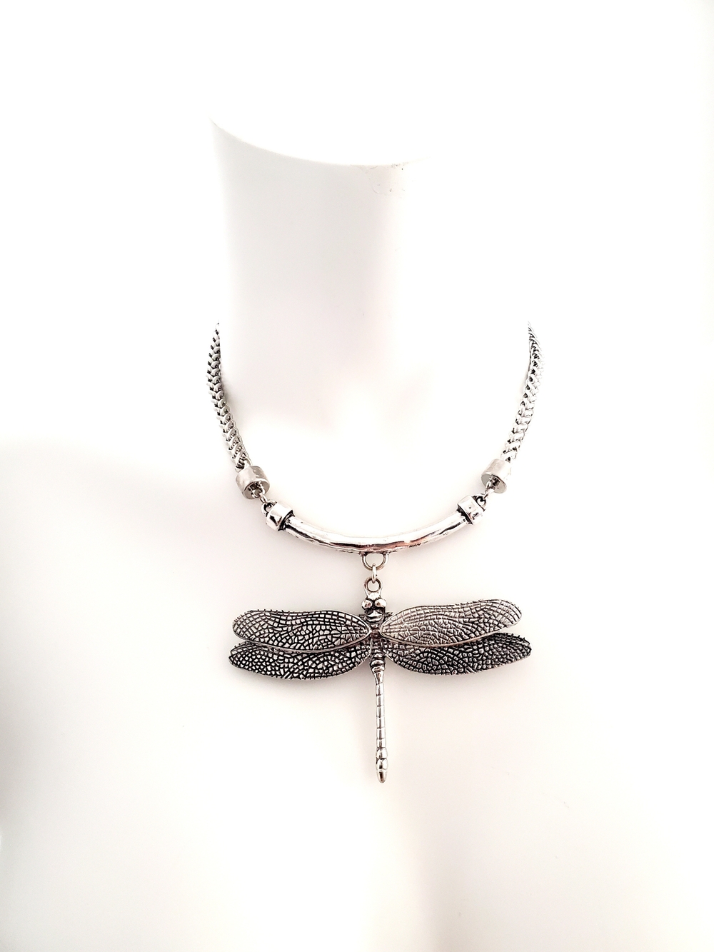 Silver Dragonfly Pendant Necklace - Women Jewelry